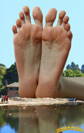 giantess collage feet toes barefoot soles sand people lake outdoors trees giantess_feet lowerrider