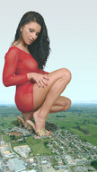 collage feet landscape mega black_hair destruction high_heels kneeling legs looking_down hedin suburbs
