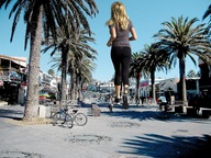 giantess collage city clothed buildings wonderslug foot_print people streets sneakers palm_trees jogging behind_view kristin_cavallari malibu