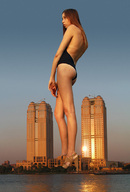 giantess collage high_heels buildings sky sunset docop waterfront