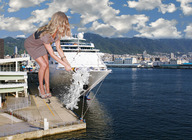 giantess collage feet blonde buildings wonderslug legs clouds sky ships pier champagne jennifer_hawkins christening