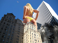 giantess collage mega blonde butt swimsuit destruction helicopter low_angle wonderslug skyscraper sky point_of_view hands_on_hips behind_view janice_in_the_city