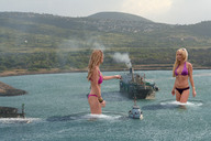 collage mega blonde swimsuit handheld ocean wonderslug shrunken_man giantesses houses ships wading hills lauren_pope maddy_ford