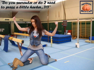 collage small_man size_difference clothed jeans brunette domination story kneeling pinned squeezemeflat gym mat