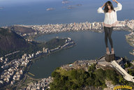 collage landscape city mega clothed ocean skyscraper lake standing lowerrider