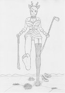 crush feet giga monochrome barefoot cleavage high_heels soles stockings santa_costume golf_club cities yamumil mittens reindeer_hat