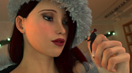 gentle giantess blue_eyes handheld christmas red_hair santa santa_hat mike973 digital_render