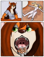 drawing vore anthro futanari penis mouth teeth spoon unaware bowl panels shrunken_character cheerios