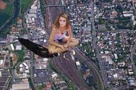 collage city mega destruction clothed buildings brunette sitting highway suburbs downward_angle alla railroad