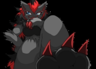 drawing pokemon furry macro anthro low_angle paws point_of_view raised_foot zoroark restluck