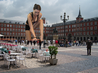 giantess collage feet cleavage buildings brunette kneeling reaching people kristina necklace courtyard accasbel looking_at_tiny