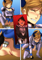 giantess pussy panties small_man comic butt sword handheld cleavage anal boots anal_insertion uniform fighting caught set panels kibate looking_at_tiny