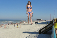 giantess collage swimsuit small_woman beach handheld barefoot ocean brunette bottle walking shrunken_people sand dangle sky resort beach_goers pacmanri audrina daytona_beach
