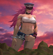 giantess giga mega handheld multiple_sizes pink_hair mountains giantesses chun-li poison kadago sakura_kasugano digital_render asuka_kazama