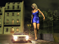 giantess skirt dress town walking vehicles driving digital_render