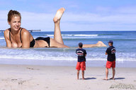 giantess collage beach barefoot cleavage ocean wet lying_down sand gemma_atkinson lifeguard lowerrider