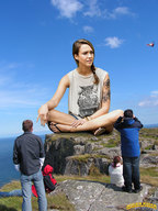 giantess collage ocean helicopter brunette sitting sandals sky pedicure jessica_alba tattoo rocks cliff lowerrider overlook