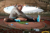 giantess collage clothed socks sitting people sneakers dark_skin stretching athletic_giantess sports_stadium lowerrider
