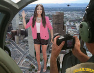 giantess collage city clothed high_heels helicopter brunette posing wave camera skyscraper standing streets vehicles aerial_view lowerrider denver