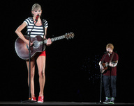 collage small_man size_difference singing legs docop taylor_swift stage tall_woman
