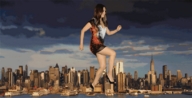 crush city mega clothed high_heels brunette foot_crush legs animation skyscraper sky docop