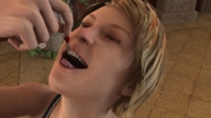 vore blonde mouth handheld shrunken_men shrunken_man dangle between_fingers digital_render