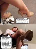 collage domination in_shoe story shrunken_men sitting office shrunken_man trapped secretary under_foot point_of_view panels shrunken_boss