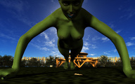 nude size_difference alien blood breast_crush domination shrunken_woman cruel garden palislama green_skin looking_at_tiny digital_render