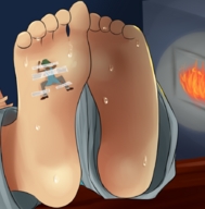 drawing feet toes barefoot soles sweat domination shrunken_men shrunken_man taped_down stuck_to_foot karsinan