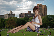 giantess collage city clothed barefoot buildings climbing park sitting legs grass people eva_mendes crowds giantesscity holding_vehicle