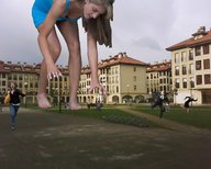 giantess crush collage blonde barefoot buildings blood domination unknown_artist hand reaching running people pinned under_foot adrianna_daniels looking_at_tiny