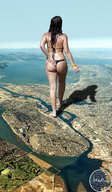 crush collage landscape city mega butt swimsuit destruction barefoot buildings wet walking foot_print sky under_foot hedin behind_view downward_angle
