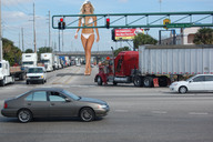 giantess collage blonde swimsuit high_heels traffic wonderslug walking streets vehicles