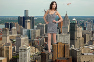 giantess collage city helicopter brunette wonderslug dress skyscraper sky between_buildings andi_muise