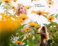 collage blonde shrunken_woman grass outdoors nature