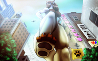 giantess furry city color large_breasts paws airplane hera point_of_view brown_white_fur