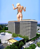 giantess collage city blonde swimsuit buildings helicopter wet wonderslug short_hair back sky behind_view