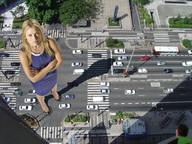 giantess collage blonde shoes wonderslug dress streets looking_at_viewer vehicle_crush rooftop_view downward_angle ali_larter