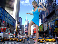 collage city blonde barefoot traffic buildings street looking_down vehicles adrianna adrianna_daniels raised_foot pedestrians looking_at_victim imminent_crush