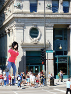 giantess collage size_difference city clothed buildings huge_breasts brunette wonderslug looking_down manicure denise_milani pedestrians sidewalk street_corner