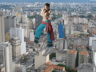 breasts collage city mega barefoot buildings brunette street looking_at_viewer topless story skyscraper Mega holding_breasts gtsmakerdj jana_defi