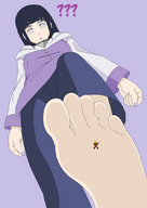 drawing crush feet naruto barefoot soles domination low_angle looking_down underneath pinned point_of_view shrunken_character hinata_hyuga naruto_(series)