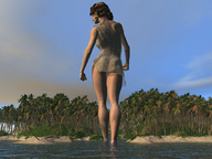 giantess ocean brunette island walking digital_render