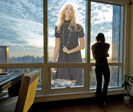 giantess collage city blonde destruction wonderslug dress window clouds sky looking_at_viewer