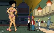 breasts drawing growth giantess black_hair color robot purple_hair angry brunette asian ponytail leela futurama ripped_clothing tearing_clothes bender amy_wong philip_j_fry spider-matt professor_farnsworth