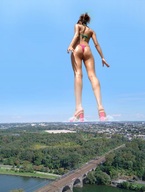collage landscape mega butt bridge high_heels low_angle unknown_artist sky trees behind_view