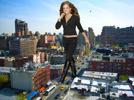 giantess collage city clothed buildings helicopter brunette smiling wonderslug boots walking foot_print streets vehicles vehicle_crush