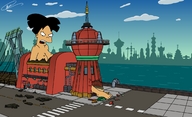 breasts drawing growth giantess nude city mega black_hair color robot destruction barefoot cleavage purple_hair angry outgrowing_building asian ponytail outdoors leela futurama bender amy_wong convenient_censorship philip_j_fry spider-matt looking_at_tinies new_new_york