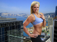 giantess collage city blonde water wonderslug muscles belly skyscraper bay athletic looking_at_viewer between_buildings harbor rooftop_view navel_ring