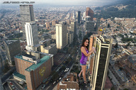 collage city high_heels buildings helicopter brunette skyscraper streets looking_at_viewer downward_angle vandalism joselitooo23 selmas